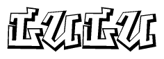 The clipart image depicts the word Lulu in a style reminiscent of graffiti. The letters are drawn in a bold, block-like script with sharp angles and a three-dimensional appearance.