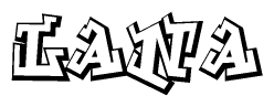 The clipart image depicts the word Lana in a style reminiscent of graffiti. The letters are drawn in a bold, block-like script with sharp angles and a three-dimensional appearance.