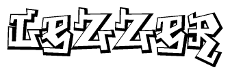 The image is a stylized representation of the letters Lezzer designed to mimic the look of graffiti text. The letters are bold and have a three-dimensional appearance, with emphasis on angles and shadowing effects.