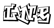 The clipart image depicts the word Lne in a style reminiscent of graffiti. The letters are drawn in a bold, block-like script with sharp angles and a three-dimensional appearance.