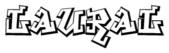 The clipart image depicts the word Laural in a style reminiscent of graffiti. The letters are drawn in a bold, block-like script with sharp angles and a three-dimensional appearance.