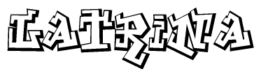 The clipart image depicts the word Latrina in a style reminiscent of graffiti. The letters are drawn in a bold, block-like script with sharp angles and a three-dimensional appearance.