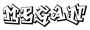 The clipart image features a stylized text in a graffiti font that reads Megan.