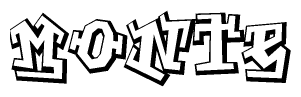 The clipart image depicts the word Monte in a style reminiscent of graffiti. The letters are drawn in a bold, block-like script with sharp angles and a three-dimensional appearance.