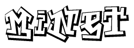 The clipart image features a stylized text in a graffiti font that reads Minet.