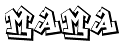 The clipart image depicts the word Mama in a style reminiscent of graffiti. The letters are drawn in a bold, block-like script with sharp angles and a three-dimensional appearance.