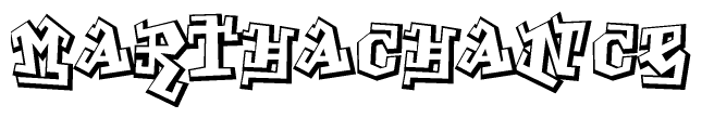 The clipart image depicts the word Marthachance in a style reminiscent of graffiti. The letters are drawn in a bold, block-like script with sharp angles and a three-dimensional appearance.