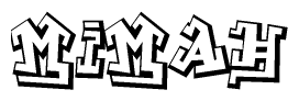 The clipart image depicts the word Mimah in a style reminiscent of graffiti. The letters are drawn in a bold, block-like script with sharp angles and a three-dimensional appearance.