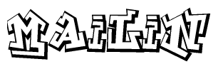 The clipart image depicts the word Mailin in a style reminiscent of graffiti. The letters are drawn in a bold, block-like script with sharp angles and a three-dimensional appearance.