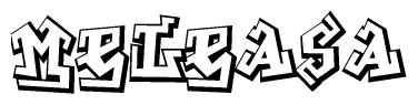 The clipart image features a stylized text in a graffiti font that reads Meleasa.