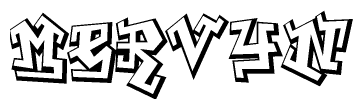 The clipart image features a stylized text in a graffiti font that reads Mervyn.