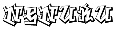 The image is a stylized representation of the letters Nenuku designed to mimic the look of graffiti text. The letters are bold and have a three-dimensional appearance, with emphasis on angles and shadowing effects.