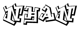 The clipart image features a stylized text in a graffiti font that reads Nhan.