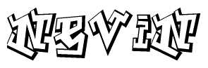 The image is a stylized representation of the letters Nevin designed to mimic the look of graffiti text. The letters are bold and have a three-dimensional appearance, with emphasis on angles and shadowing effects.