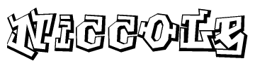 The clipart image depicts the word Niccole in a style reminiscent of graffiti. The letters are drawn in a bold, block-like script with sharp angles and a three-dimensional appearance.