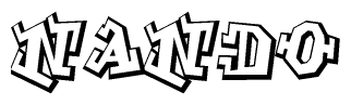 The clipart image depicts the word Nando in a style reminiscent of graffiti. The letters are drawn in a bold, block-like script with sharp angles and a three-dimensional appearance.