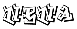 The image is a stylized representation of the letters Nena designed to mimic the look of graffiti text. The letters are bold and have a three-dimensional appearance, with emphasis on angles and shadowing effects.