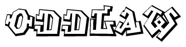 The clipart image depicts the word Oddlaw in a style reminiscent of graffiti. The letters are drawn in a bold, block-like script with sharp angles and a three-dimensional appearance.