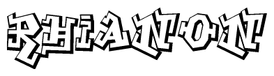 The clipart image depicts the word Rhianon in a style reminiscent of graffiti. The letters are drawn in a bold, block-like script with sharp angles and a three-dimensional appearance.