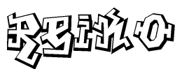 The image is a stylized representation of the letters Reiko designed to mimic the look of graffiti text. The letters are bold and have a three-dimensional appearance, with emphasis on angles and shadowing effects.