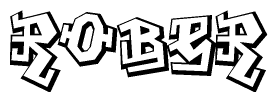 The clipart image depicts the word Rober in a style reminiscent of graffiti. The letters are drawn in a bold, block-like script with sharp angles and a three-dimensional appearance.