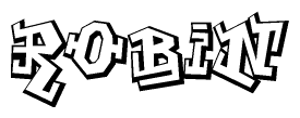 The clipart image depicts the word Robin in a style reminiscent of graffiti. The letters are drawn in a bold, block-like script with sharp angles and a three-dimensional appearance.