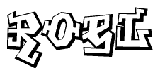 The clipart image features a stylized text in a graffiti font that reads Roel.