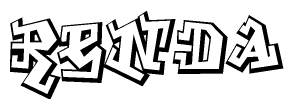 The clipart image depicts the word Renda in a style reminiscent of graffiti. The letters are drawn in a bold, block-like script with sharp angles and a three-dimensional appearance.