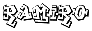 The clipart image depicts the word Ramiro in a style reminiscent of graffiti. The letters are drawn in a bold, block-like script with sharp angles and a three-dimensional appearance.