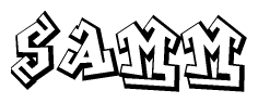 The image is a stylized representation of the letters Samm designed to mimic the look of graffiti text. The letters are bold and have a three-dimensional appearance, with emphasis on angles and shadowing effects.