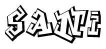 The image is a stylized representation of the letters Sani designed to mimic the look of graffiti text. The letters are bold and have a three-dimensional appearance, with emphasis on angles and shadowing effects.