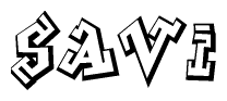The clipart image features a stylized text in a graffiti font that reads Savi.