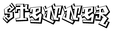 The image is a stylized representation of the letters Stenner designed to mimic the look of graffiti text. The letters are bold and have a three-dimensional appearance, with emphasis on angles and shadowing effects.