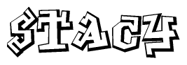 The clipart image depicts the word Stacy in a style reminiscent of graffiti. The letters are drawn in a bold, block-like script with sharp angles and a three-dimensional appearance.