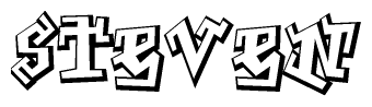 The clipart image features a stylized text in a graffiti font that reads Steven.