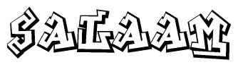 The clipart image features a stylized text in a graffiti font that reads Salaam.