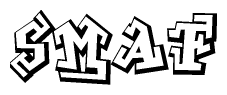 The image is a stylized representation of the letters Smaf designed to mimic the look of graffiti text. The letters are bold and have a three-dimensional appearance, with emphasis on angles and shadowing effects.