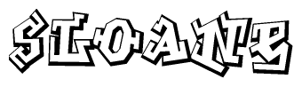 The clipart image depicts the word Sloane in a style reminiscent of graffiti. The letters are drawn in a bold, block-like script with sharp angles and a three-dimensional appearance.