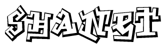 The clipart image features a stylized text in a graffiti font that reads Shanet.