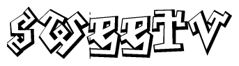 The image is a stylized representation of the letters Sweetv designed to mimic the look of graffiti text. The letters are bold and have a three-dimensional appearance, with emphasis on angles and shadowing effects.