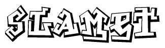 The clipart image features a stylized text in a graffiti font that reads Slamet.
