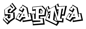 The clipart image features a stylized text in a graffiti font that reads Sapna.