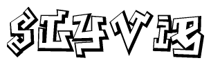 The image is a stylized representation of the letters Slyvie designed to mimic the look of graffiti text. The letters are bold and have a three-dimensional appearance, with emphasis on angles and shadowing effects.