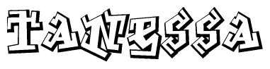The clipart image depicts the word Tanessa in a style reminiscent of graffiti. The letters are drawn in a bold, block-like script with sharp angles and a three-dimensional appearance.
