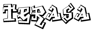 The clipart image depicts the word Terasa in a style reminiscent of graffiti. The letters are drawn in a bold, block-like script with sharp angles and a three-dimensional appearance.