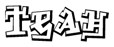 The clipart image depicts the word Teah in a style reminiscent of graffiti. The letters are drawn in a bold, block-like script with sharp angles and a three-dimensional appearance.