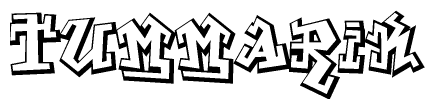 The clipart image depicts the word Tummarik in a style reminiscent of graffiti. The letters are drawn in a bold, block-like script with sharp angles and a three-dimensional appearance.