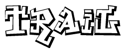 The clipart image features a stylized text in a graffiti font that reads Trail.