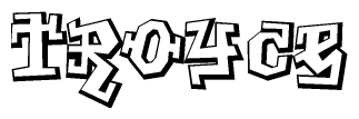 The image is a stylized representation of the letters Troyce designed to mimic the look of graffiti text. The letters are bold and have a three-dimensional appearance, with emphasis on angles and shadowing effects.