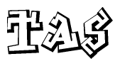 The clipart image features a stylized text in a graffiti font that reads Tas.
